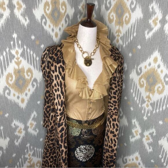 Ralph Lauren Collection * Y2K Brass Cuban Chain Link Double Wrap ID Plaque Belt - Picture 6 of 15